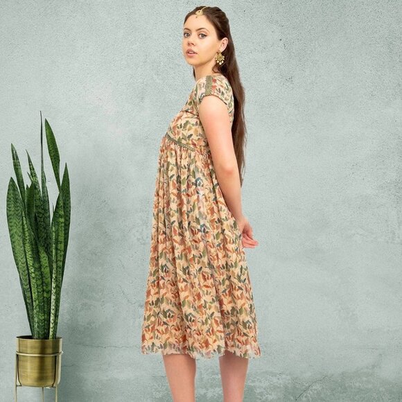 Cream Knee-Length Dress | Harmony Hues | Muvvas Boutique - Picture 2 of 5